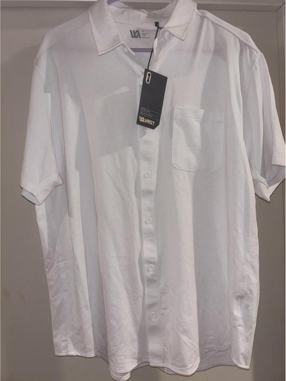 VRST Limitless Performance Button Up Shirt Men’s Large White NWT Stretch